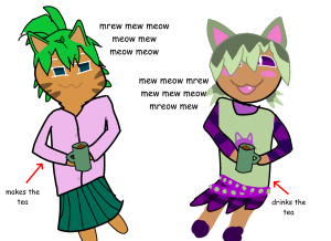 Catmint cookie (mine) hanging out with catnip cookie (Elementaldeityoffood).png